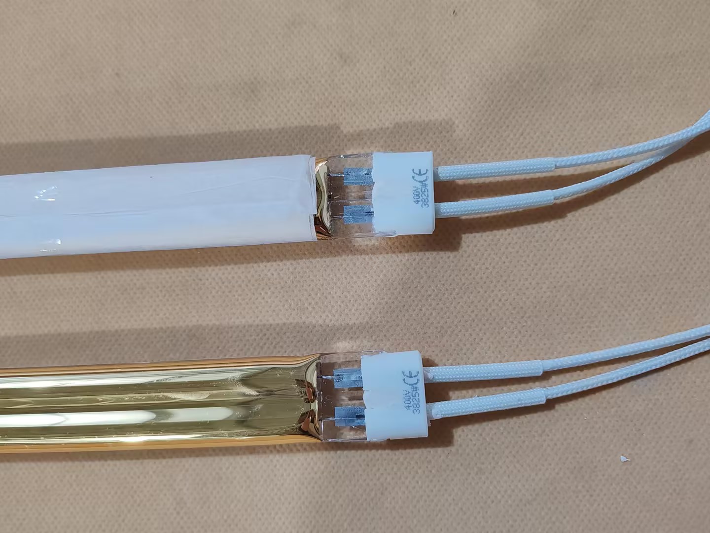 Lampu pemanas inframerah gelombang pendek yang telus berukuran 370mm dengan kuasa 2000W. Jenis mentolnya ialah mentol halogen R7S.